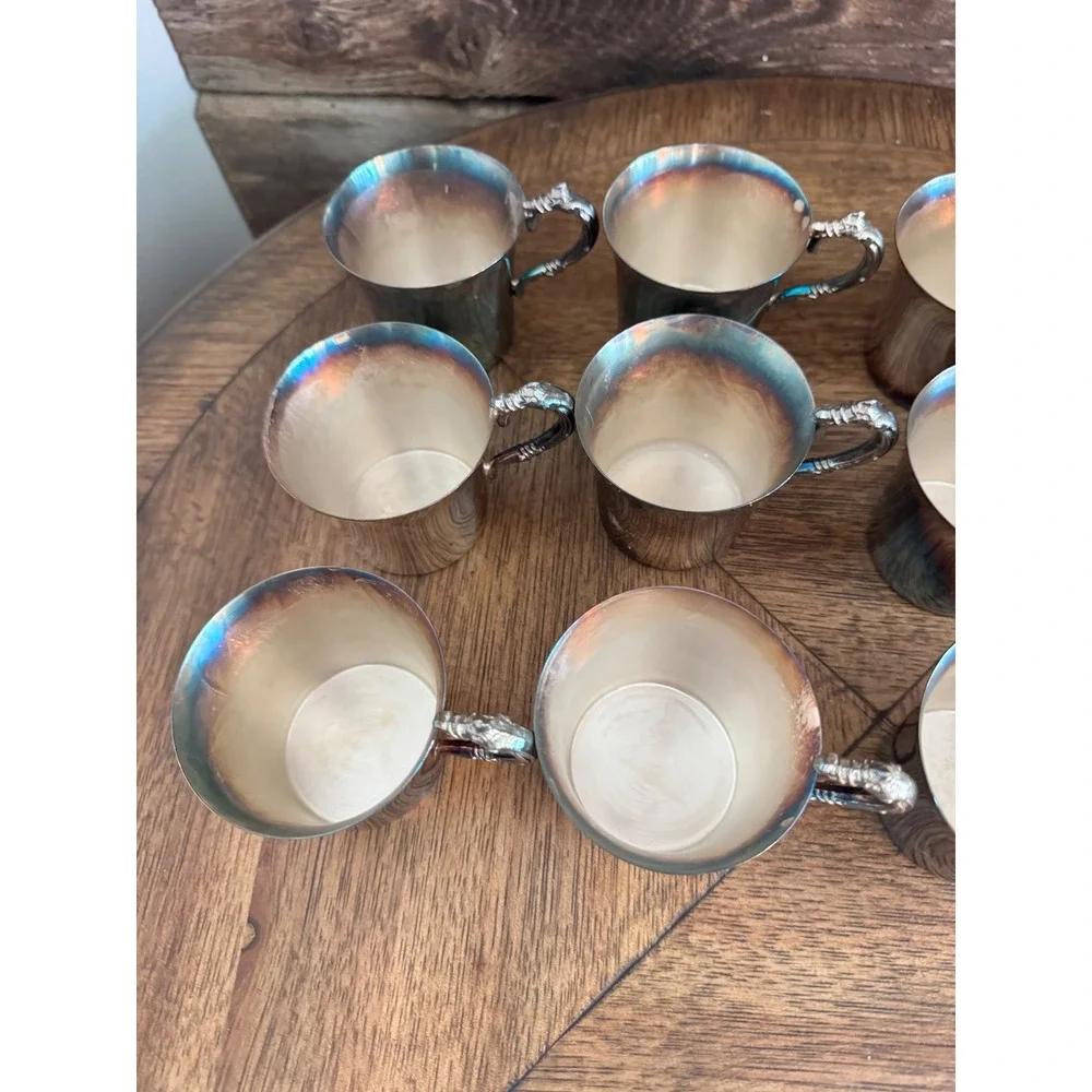 Vintage Wallace Silversmiths Silver Plate Punch Cups Set of 12 Rainbow Patina
